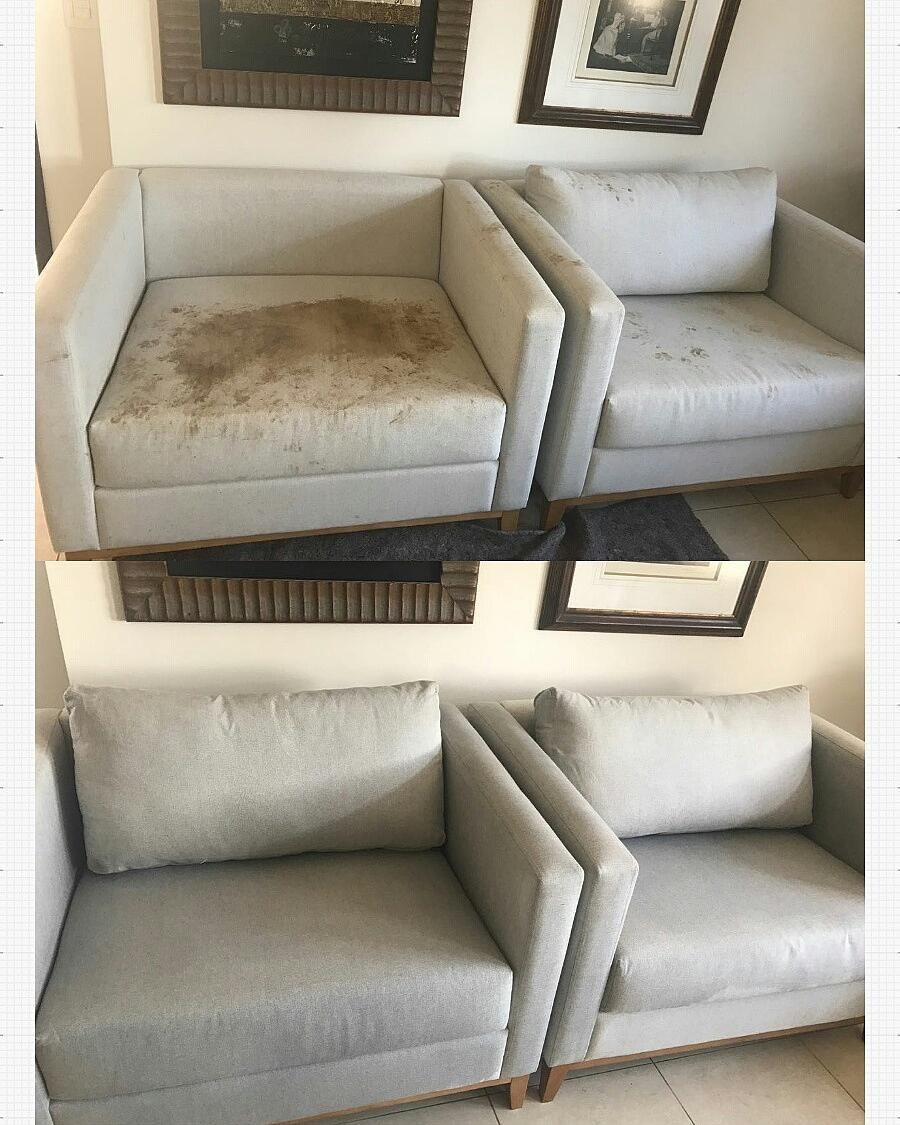 Antes e depois — poltronas higienizadas pela Clean 027